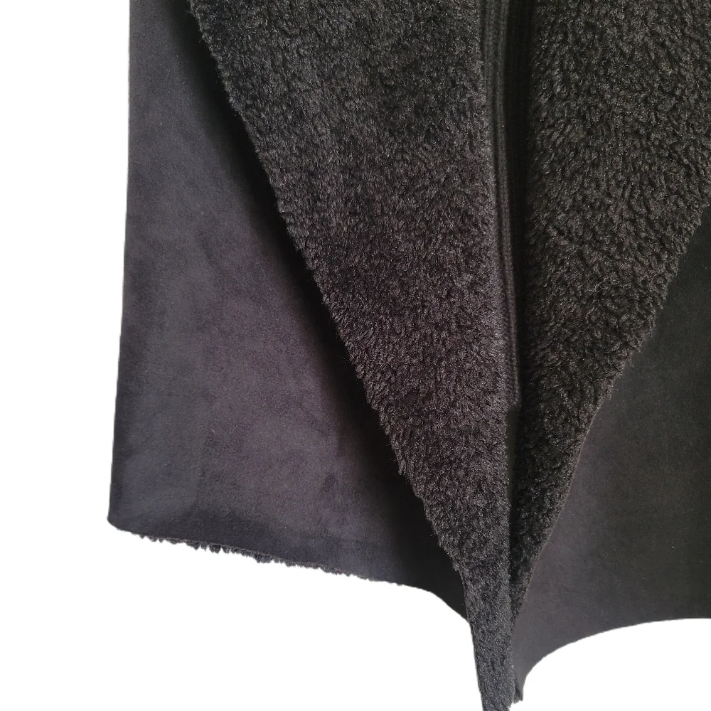 Chelsea & Theodore Vest M Medium Black Faux Fur Faux Suede